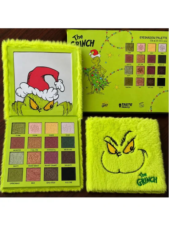 The Grinch Faux Fur 16 Color Eyeshadow Palette Mirror