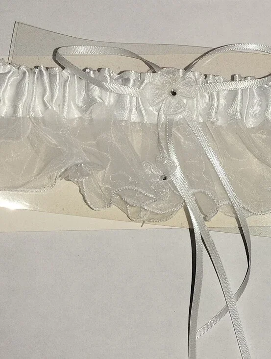 White Bridal Garter with Satin Ribbon