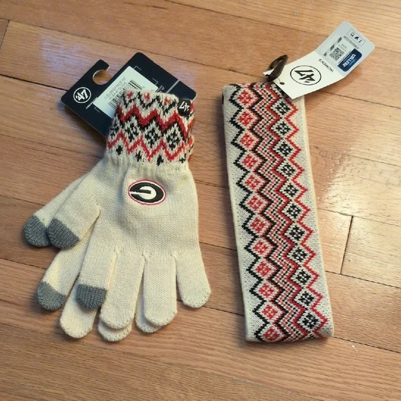'47 Georgia Women's Cream and Red Gloves & Headband Set