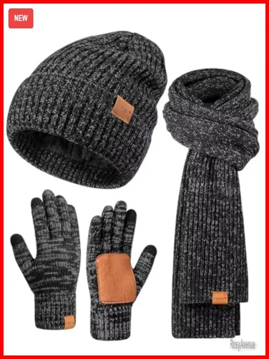 Winter Hat Gloves Scarf Set, Touchscreen Gloves, Beanie and Scarf, 3 in 1 Warm