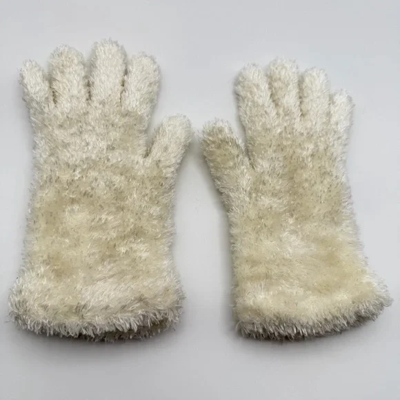 Women’s Plush Faux Fur Gloves Cream‎ Ivory Cozy Winter Cold Weather