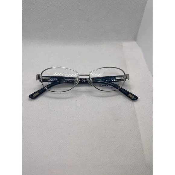 Polo‎ Ralph Lauren 8037 3183 Silver Navy Blue Oval Eyeglasses Frames 45-14-130