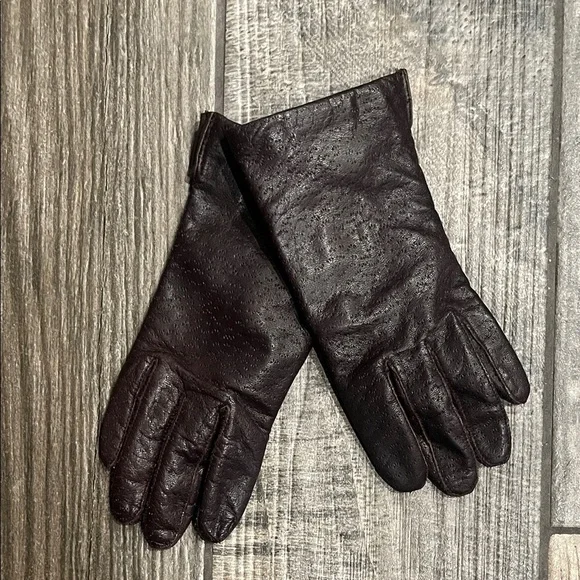Vintage Dark Brown Leather Gloves