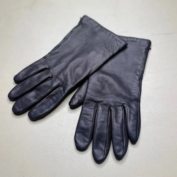 Vintage Fownes Dark Brown Leather Gloves Womens 6.5 Classic Minimalist Retro