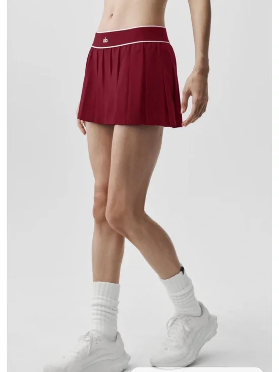 ALO Yoga Low-Rise Amp It Up Tennis Skirt Medium Limited: Summer Romance Red NWT