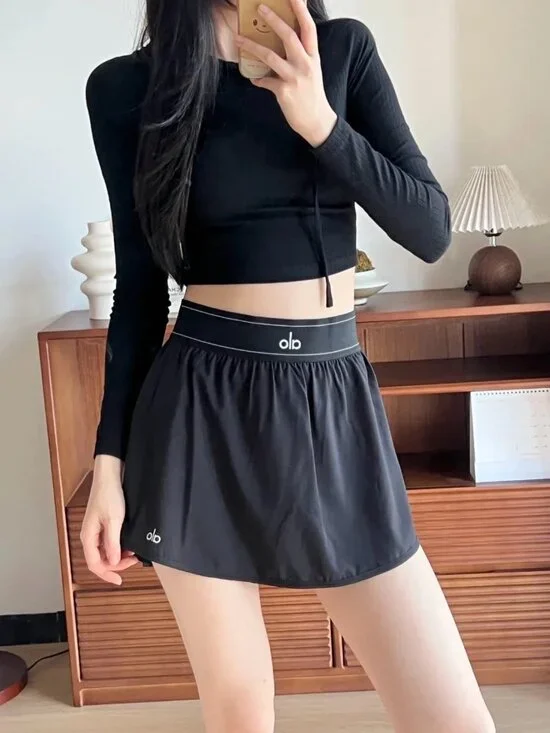Black Tennis Skirt Skort Athletic Mini Skirt Alo Style Activewear