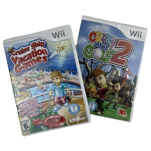 Lot Of 2 Wii Games Crazy Mini Golf 2 & Cruise Ship Vacation Games UNTESTED Games