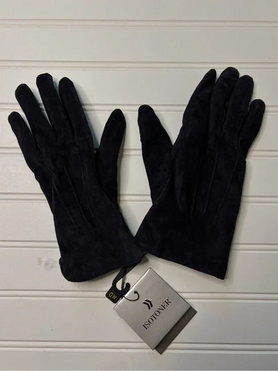 Isotoner | Women's Genuine Leather Suede Gloves Size Medium Black NWT