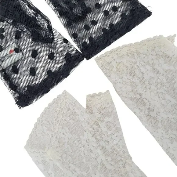 Vintage 80s‎ Madonna Glam Polka Dot Lace Mesh Sheer Costume Gloves