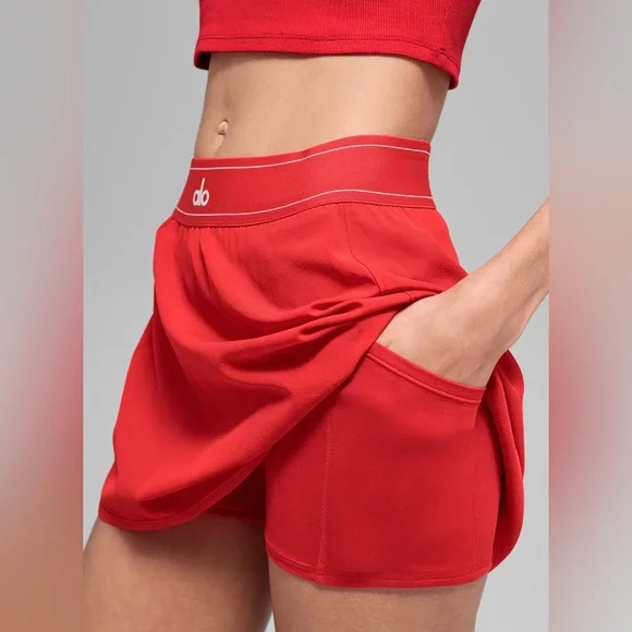 ❤️ALO❤️BRIGHT RED Match Point Tennis Skirt