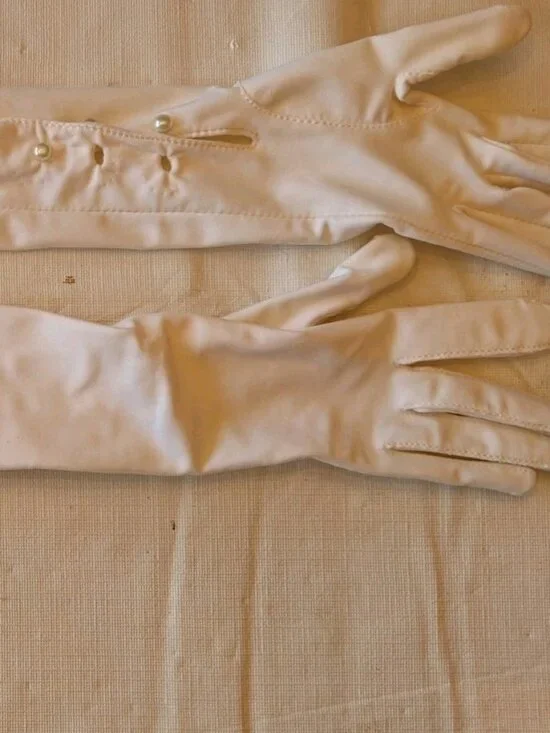 White vintage Isotoner opera gloves wedding