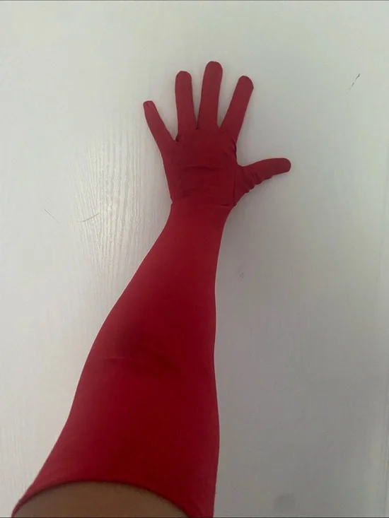 Amazon Red Long Satin Gloves