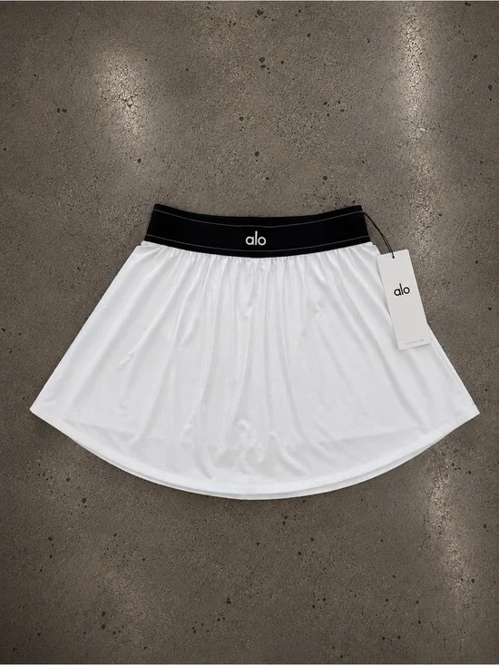 Alo Match Point White Skirt with Black Waistband