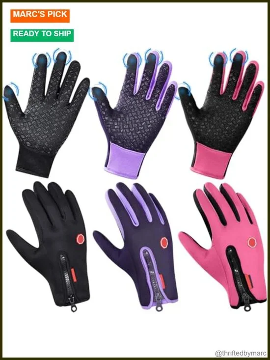 3 Pair Winter Touchscreen Gloves Windproof Waterproof Thermal for Running Hiking