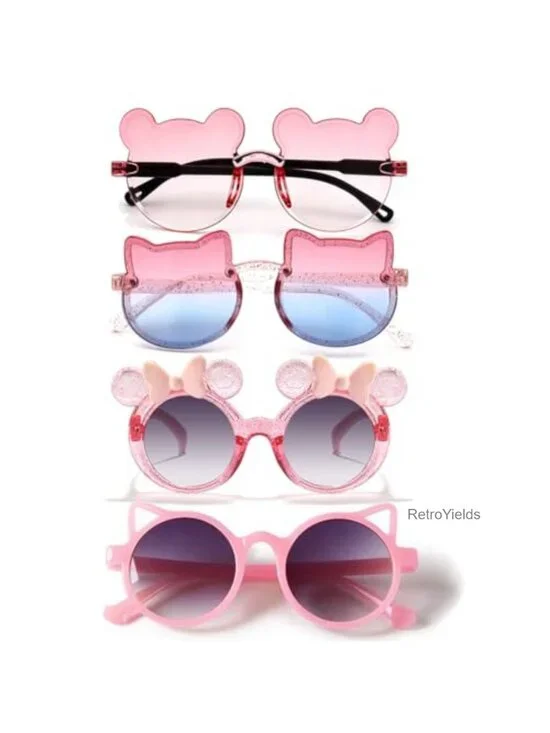 3 Pairs Girls Sunglasses UV400 Protection Cute Kids Beach Eyewear