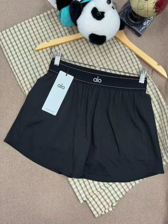 🌈ALO Yoga Match Point Tennis Skirt High Waist Black Sports Skirt