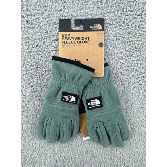 The North Face Etip Heavyweight Fleece Gloves Dark Sage Green Womens Small NWT