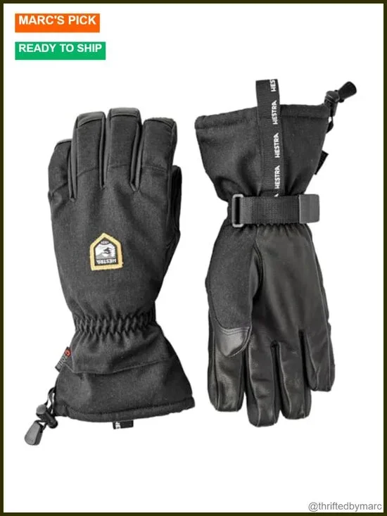 Unisex Waterproof Windproof Leather Alpine Ski Glove 5-Finger with Long Cuff