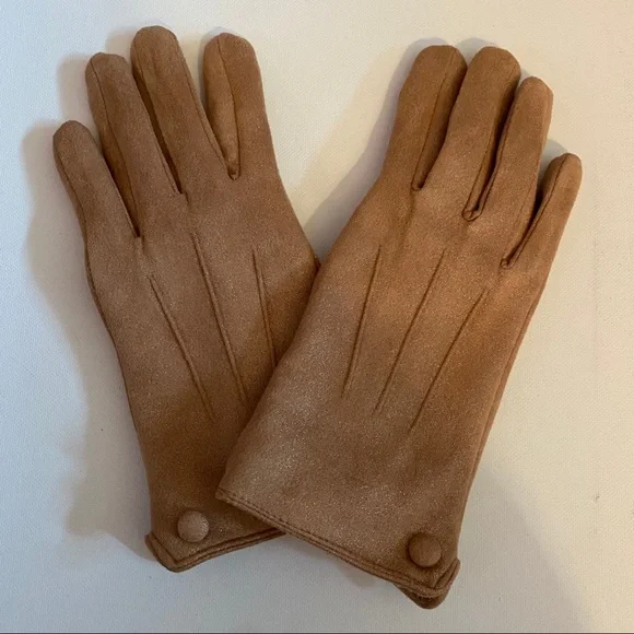 Shimmery Tan Faux Fur Lined Gloves