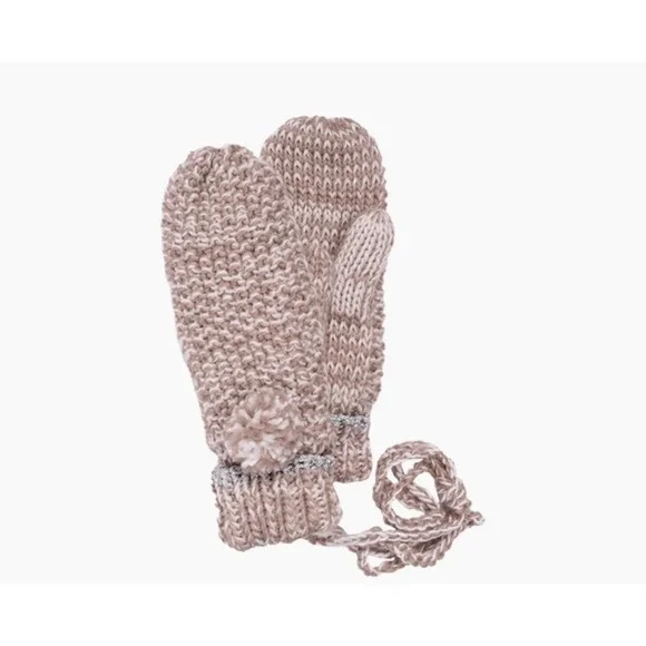 Muk Luks‎ Womens Handwear OSFM Neutral Warm Cozy Knit Mittens