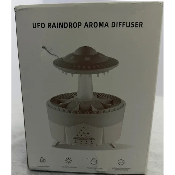 UFO‎ Raindrop Aroma Diffuser V56 White Spaceship Humidifier with Color LED Light