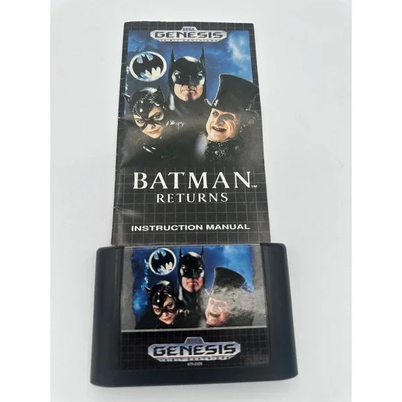 Batman Returns (Sega Genesis, 92) Cartridge and Manual DC Superhero