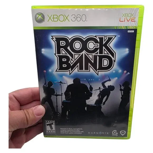 Rock Band Microsoft Xbox 360 Complete CIB Tested w/ Manual Clean Disc Guitar Gam