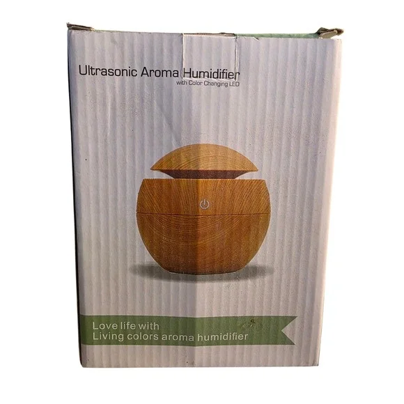 Mini Wood Grain Ultrasonic Aromatherapy Diffuser &‎ Humidifier with LED Lights