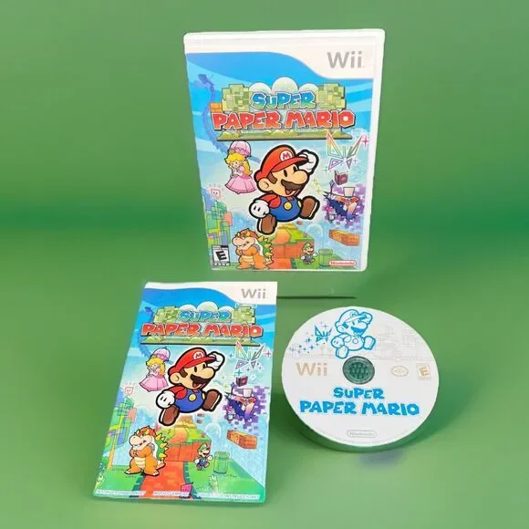 Super Paper Mario (Nintendo Wii) Clean Tested Complete W/ Manual CIB Video Game