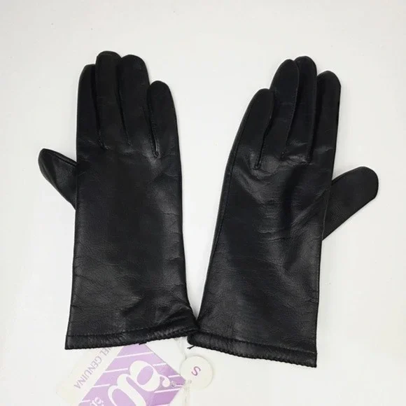 Grandoe Womens Black Genuine Leather Gloves Small Acrylic Lined New With Tags