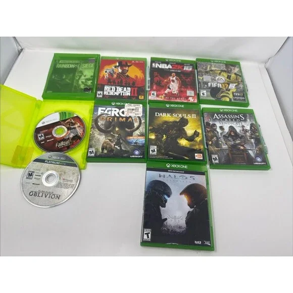 Lot of 10 XBox One Games - Fallout New Vegas Halo 5 Dark Souls 3 Farcry Primal