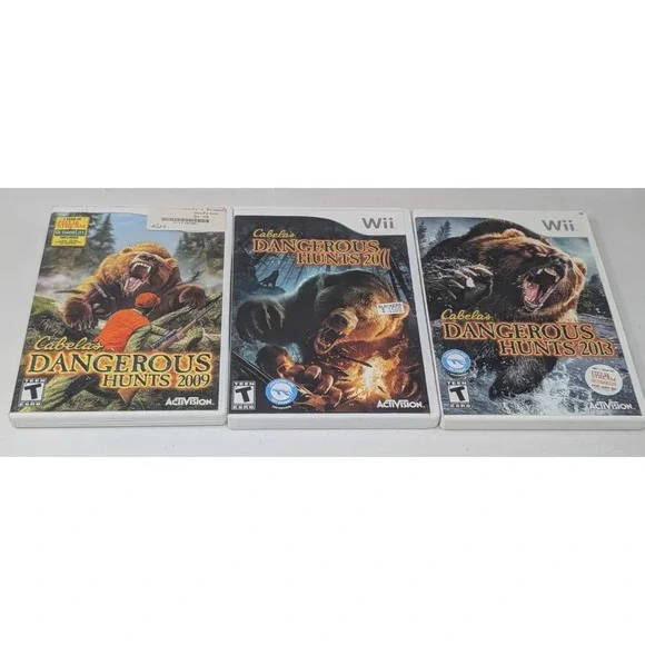 Nintendo Wii Cabela's Dangerous Hunts 2013 2011 2009 Game Lot‎ Hunting VTG
