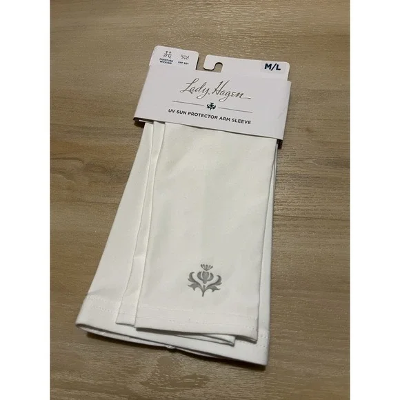 New Lady Hagen‎ Women's Sun UV UPF 50+ Protector Arm Sleeves Medium/Large White