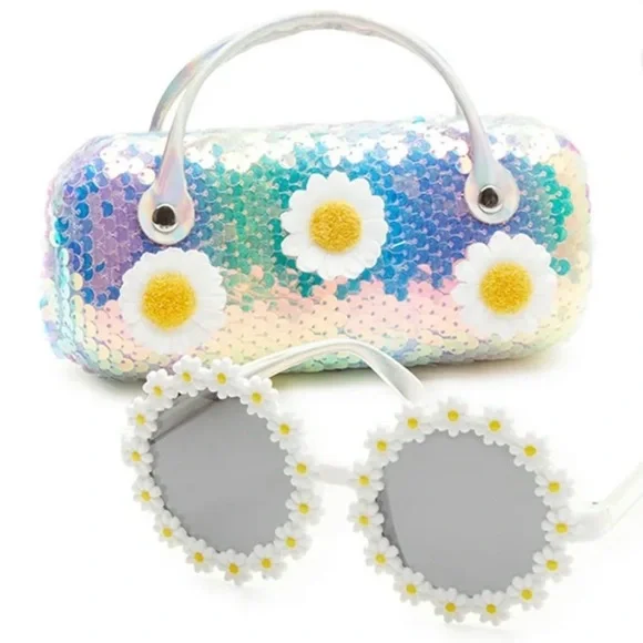 Wonder Nation Kids Daisy Sunglasses with Sequin Carrying Case