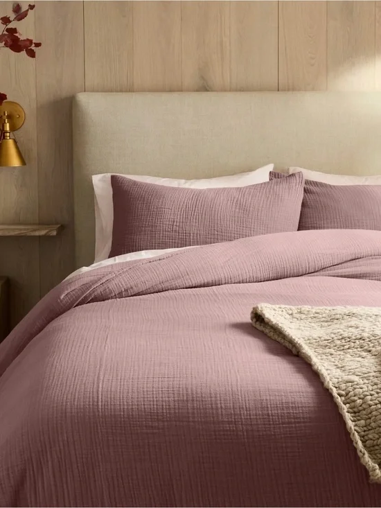Quince Organic Airy Gauze Duvet Cover Set in Fig Queen. Shams included! 1120