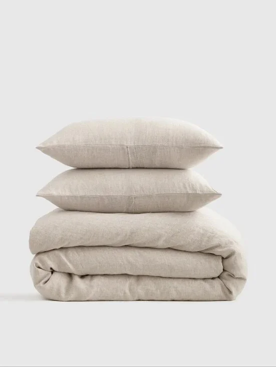 QUINCE EUROPEAN LINEN FULL/ QUEEN DUVET COVER+ 2 SHAMS
