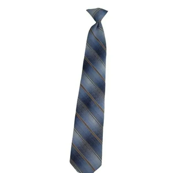 Wembley Boys Wash‎ and Wear Blue Striped Clip On Neck Tie