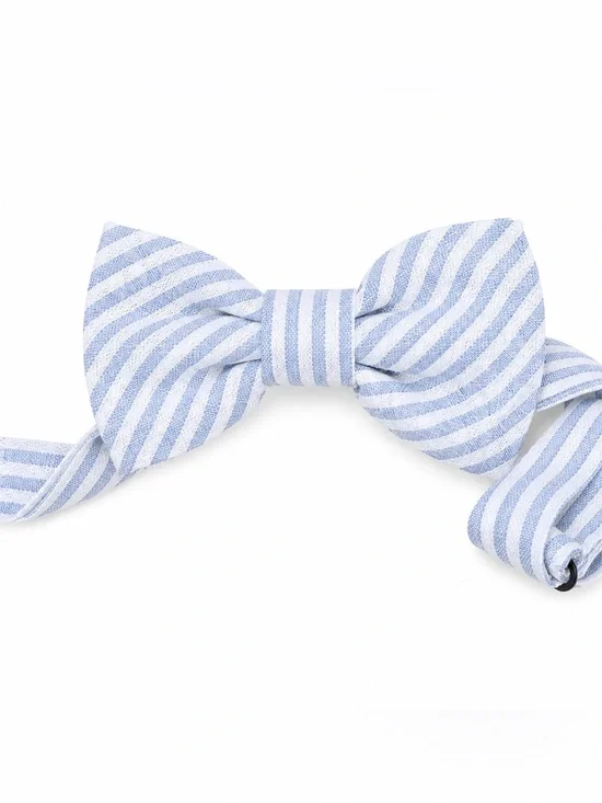 Baby Striped Light Blue and White Bow Tie