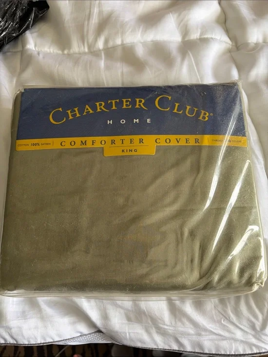 Charter Club King Comforter Cover in Olive