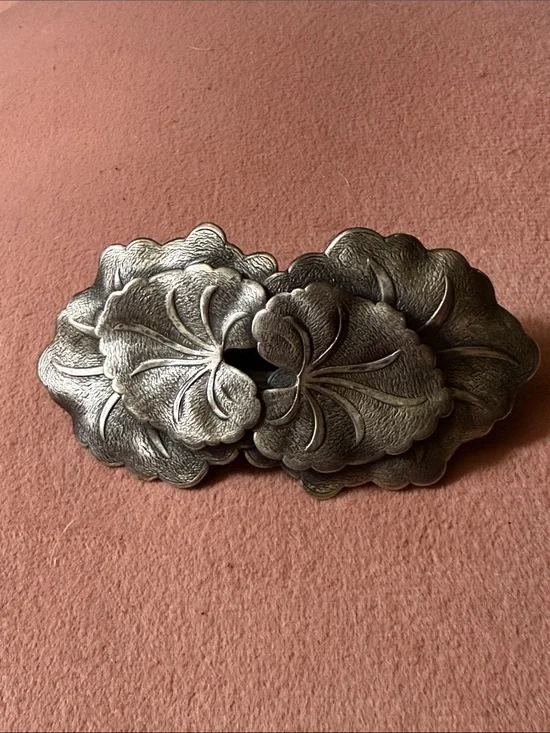 Antique Silver-Tone French Clip Hair Barrette
