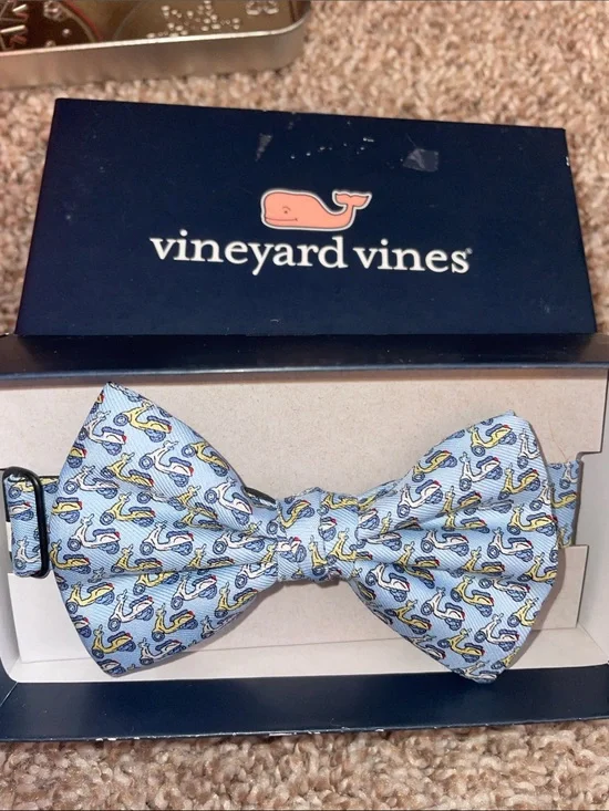 Vineyard Vines Light Blue Bow Tie with Yellow Accents