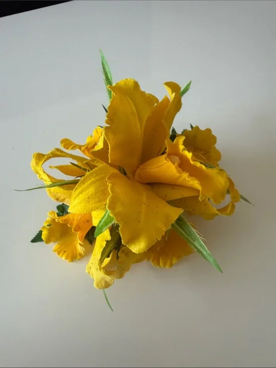 Bright Yellow Authentic Hawaii Fabric Flower Hair Clip