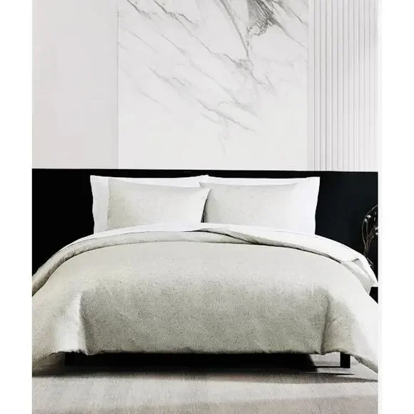 Vera Wang Silver Speckled Satin Jacquard 3 pc King Duvet Cover Set 107x92