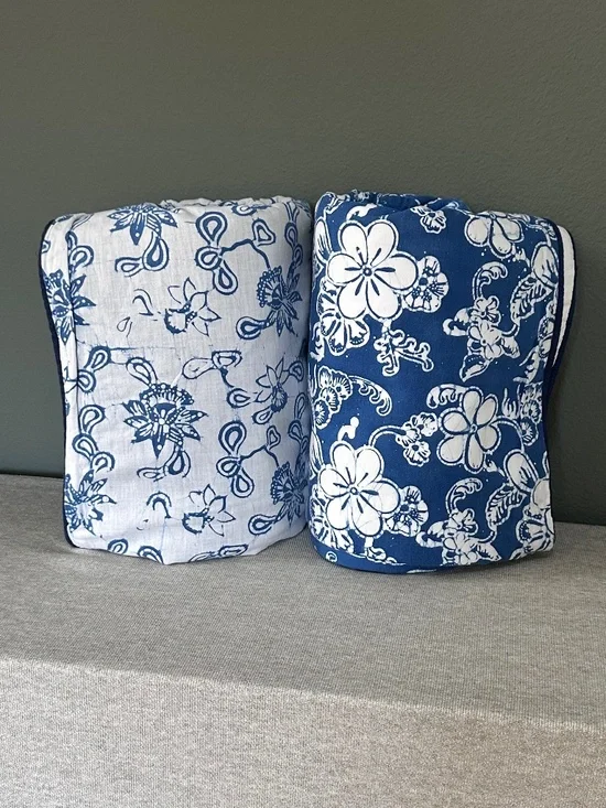 Batik Indigo & White Hand-Blocked Design Twin Duvet Covers: Set of 2