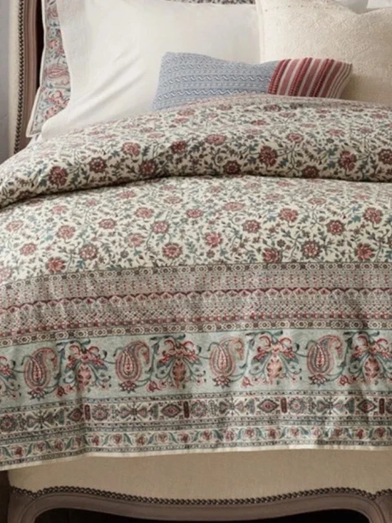 Ralph Lauren Belle Pointe Avah Cotton Queen Duvet Cover Floral Paisley