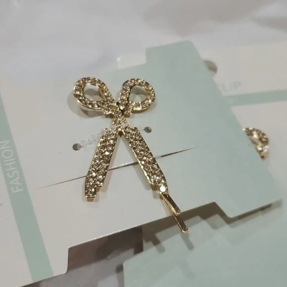 3pack bling rhinestone barber hairstylist‎ scissors shaped hair clip new