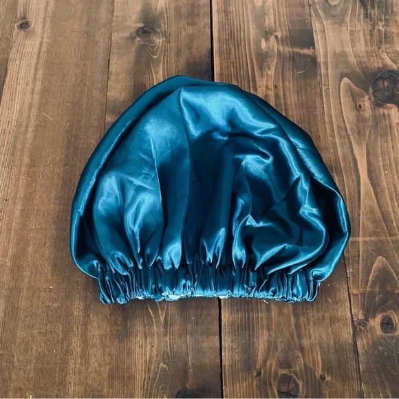 Teal blue silky sleep cap