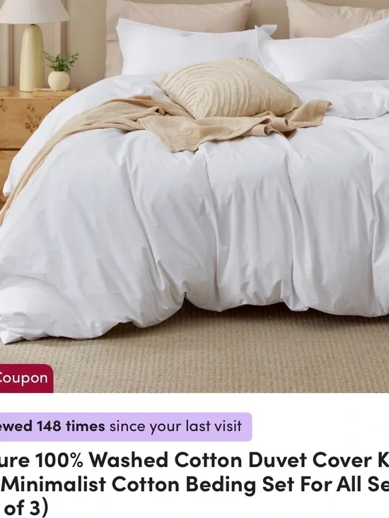 Pure Washed Cotton Duvet Cover Set - White