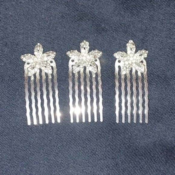 Vintage Rhinestone Hair Combs, Star, set of 3