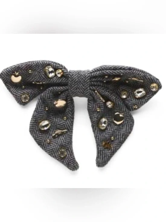 Lele Sadoughi New York City Concrete Jungle Crystal Bow Barrette - NWT